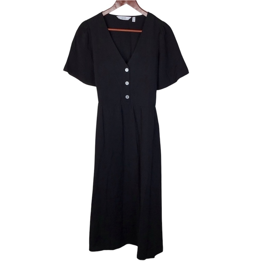 & Other Stories Flutter Sleeve Midaxi Dress in Black Size 12.
